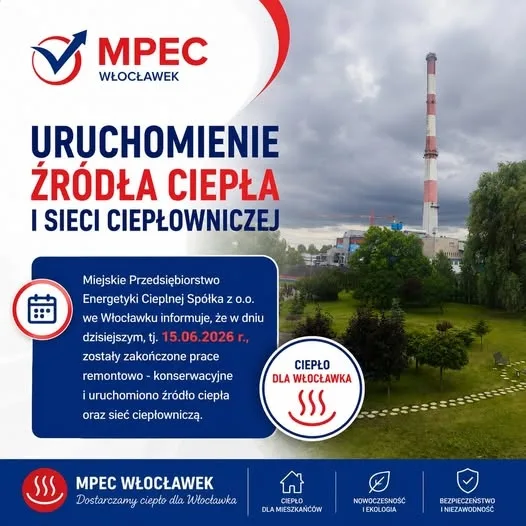 Uruchomienie źródła ciepła oraz sieci ciepłowniczej we Włocławku