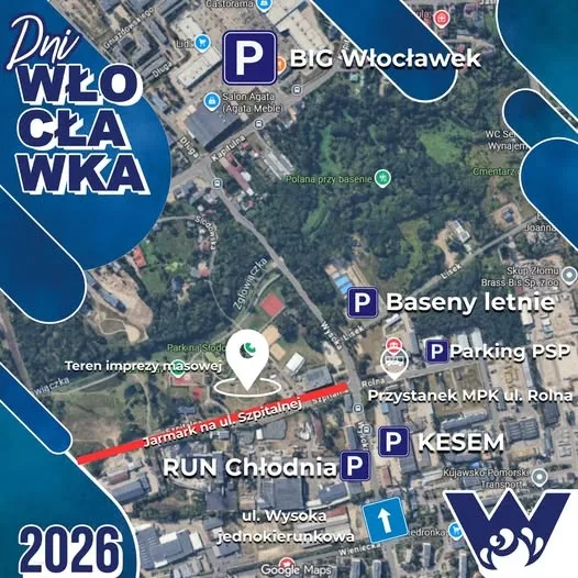 Dodatkowe miejsca parkingowe podczas Dni Włocławka