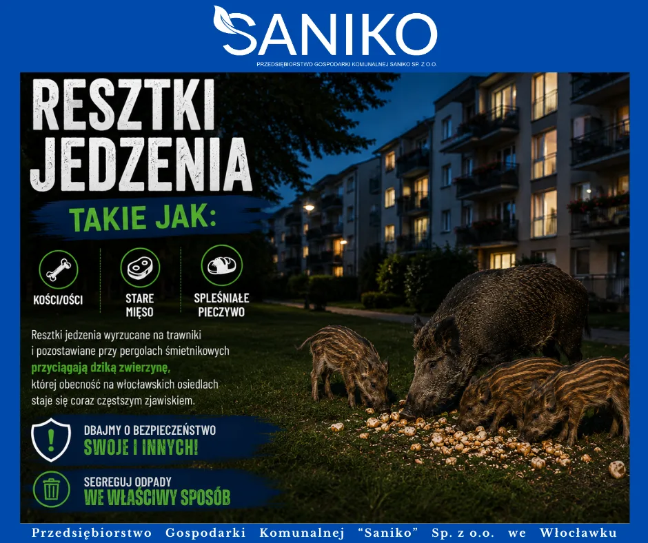 Zaginięcie resztek jedzenia na trawnikach stwarza poważne zagrożenia. Apel Saniko