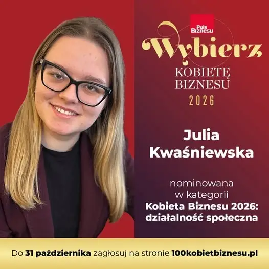 Julia Kwaśniewska z Włocławka w finale plebiscytu „100 Kobiet Biznesu 2026”