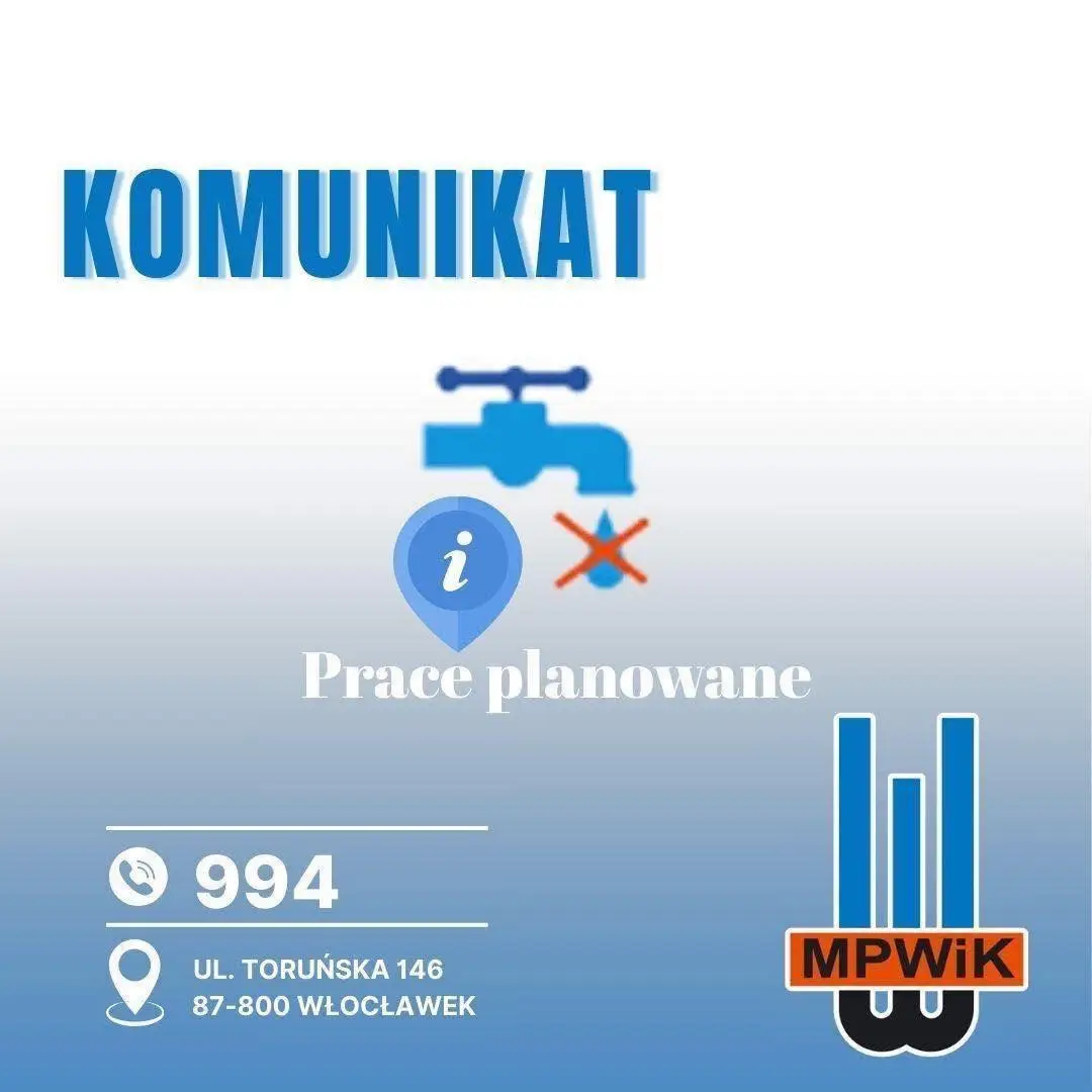 Planowane wyłączenie wody na ul. Dziewińskiej 32A 10 lipca